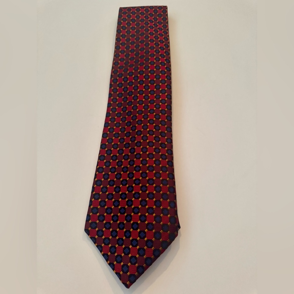 Hickey Freeman Red and Blue Patterned Tie
